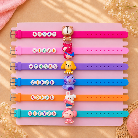 Animals Themed Personalised Name Rakhi Bracelet Band (1 piece)