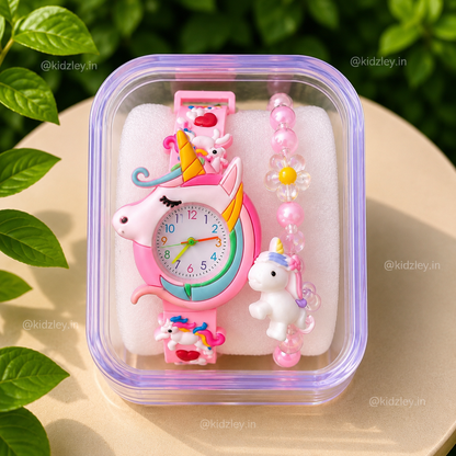 Watch with Bracelet Set - Unicorn Theme