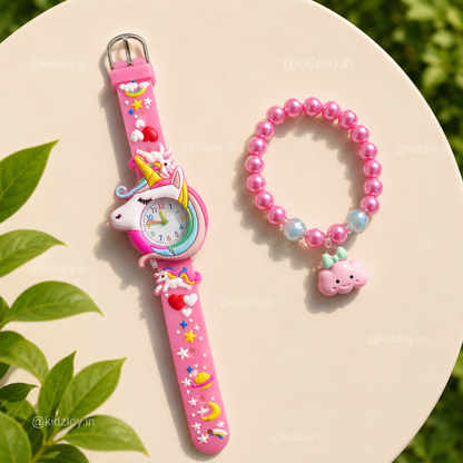 Watch with Bracelet Set - Unicorn Theme
