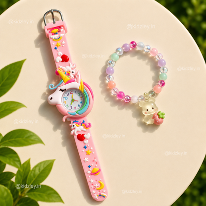 Watch with Bracelet Set - Unicorn Theme