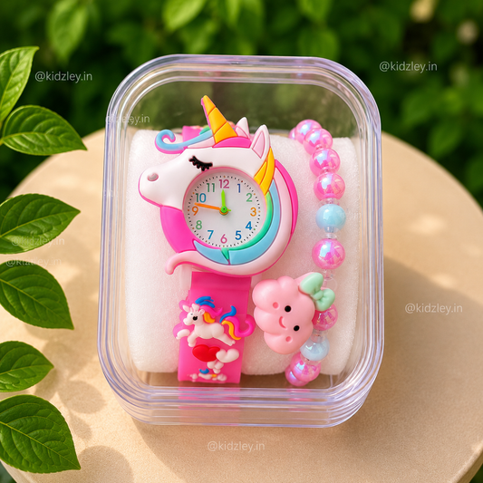 Watch with Bracelet Set - Unicorn Theme