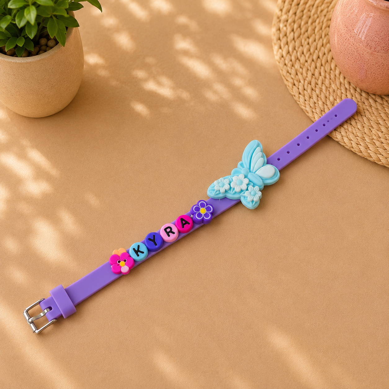Butterfly Themed Personalised Name Rakhi Bracelet Band (1 piece)