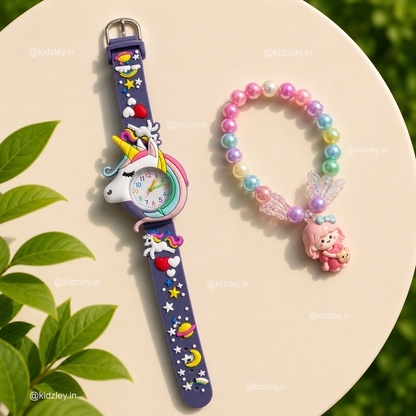 Watch with Bracelet Set - Unicorn Theme