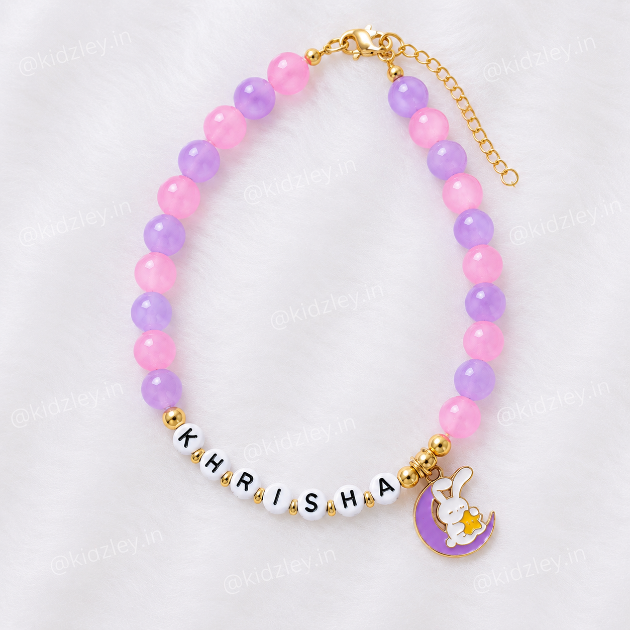 Bunny With Moon Dual Tone Name Necklaces