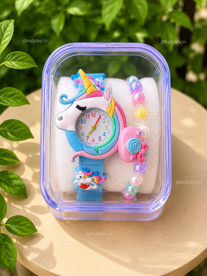 Watch with Bracelet Set - Unicorn Theme