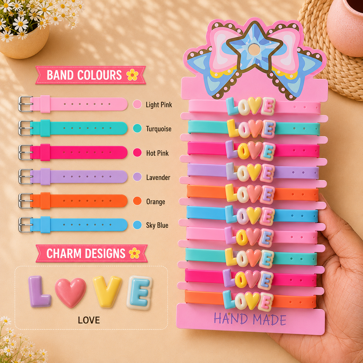 LOVE Themed Personalised Name Rakhi Bracelet Band (1 piece)
