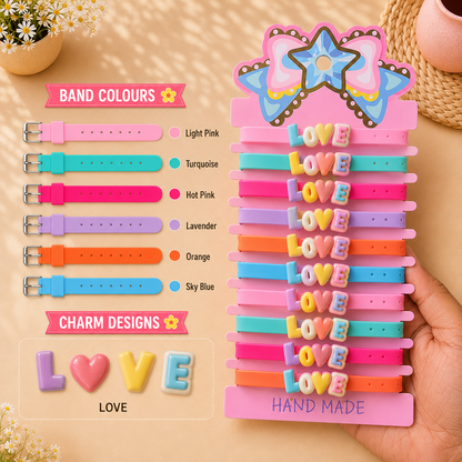 LOVE Themed Personalised Name Rakhi Bracelet Band (1 piece)