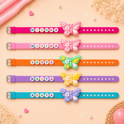 Butterfly Themed Personalised Name Rakhi Bracelet Band (1 piece)