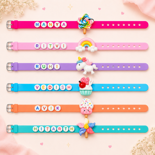 Candies Themed Personalised Name Rakhi Bracelet Band (1 piece)