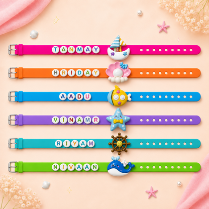 Ocean Themed Personalised Name Rakhi Bracelet Band (1 piece)