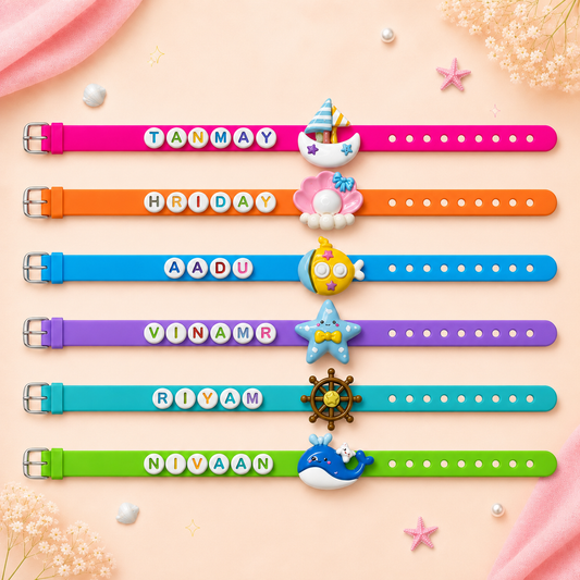 Ocean Themed Personalised Name Rakhi Bracelet Band (1 piece)