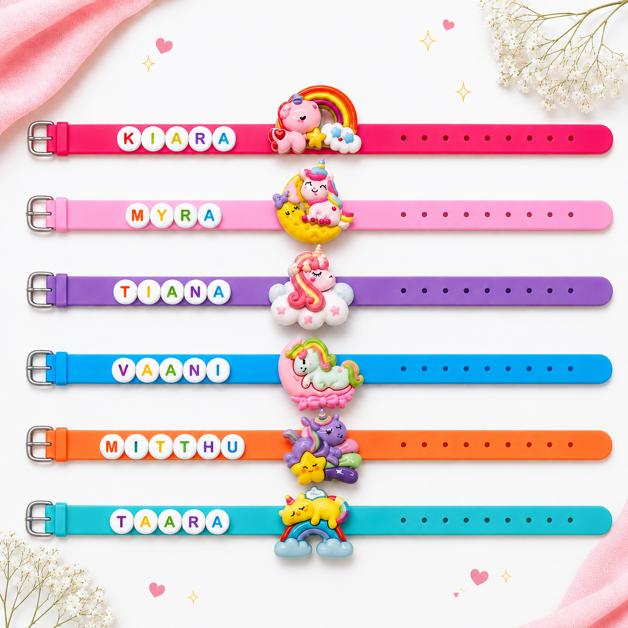 Unicorn Themed Personalised Name Rakhi Bracelet Band (1 piece)