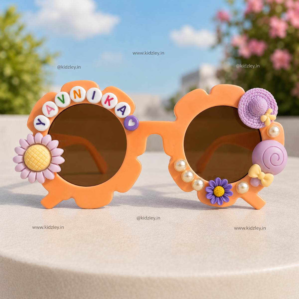 Personalised Name Sunglasses for Girls - Candy Themed - Peach Blush