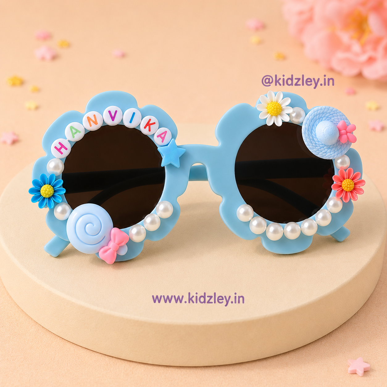 Personalised Spring Themed Floral Sunglasses - Mist Blue