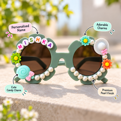 Personalised Sunglasses for Girls - Candy Themed - Olive Green